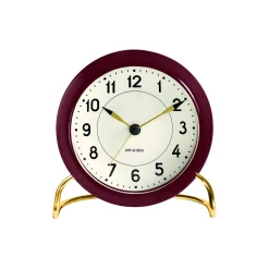 Sale Arne Jacobsen Clocks Station bordur, bordeaux bordeaux/hvid, bordeaux/hvid, bordeaux/hvid