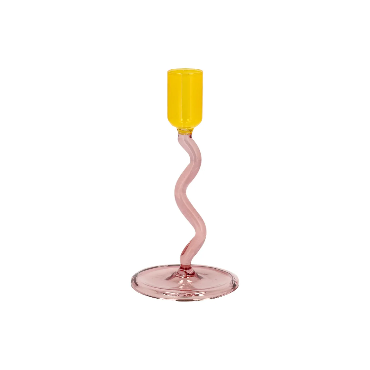 Villa Collection Styles glaslysestage, rose/yellow> Lysestager