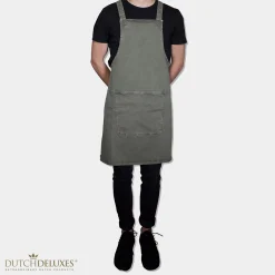Best Dutchdeluxes Suspender forklæde, grå-grøn grå-gr&oslash;n