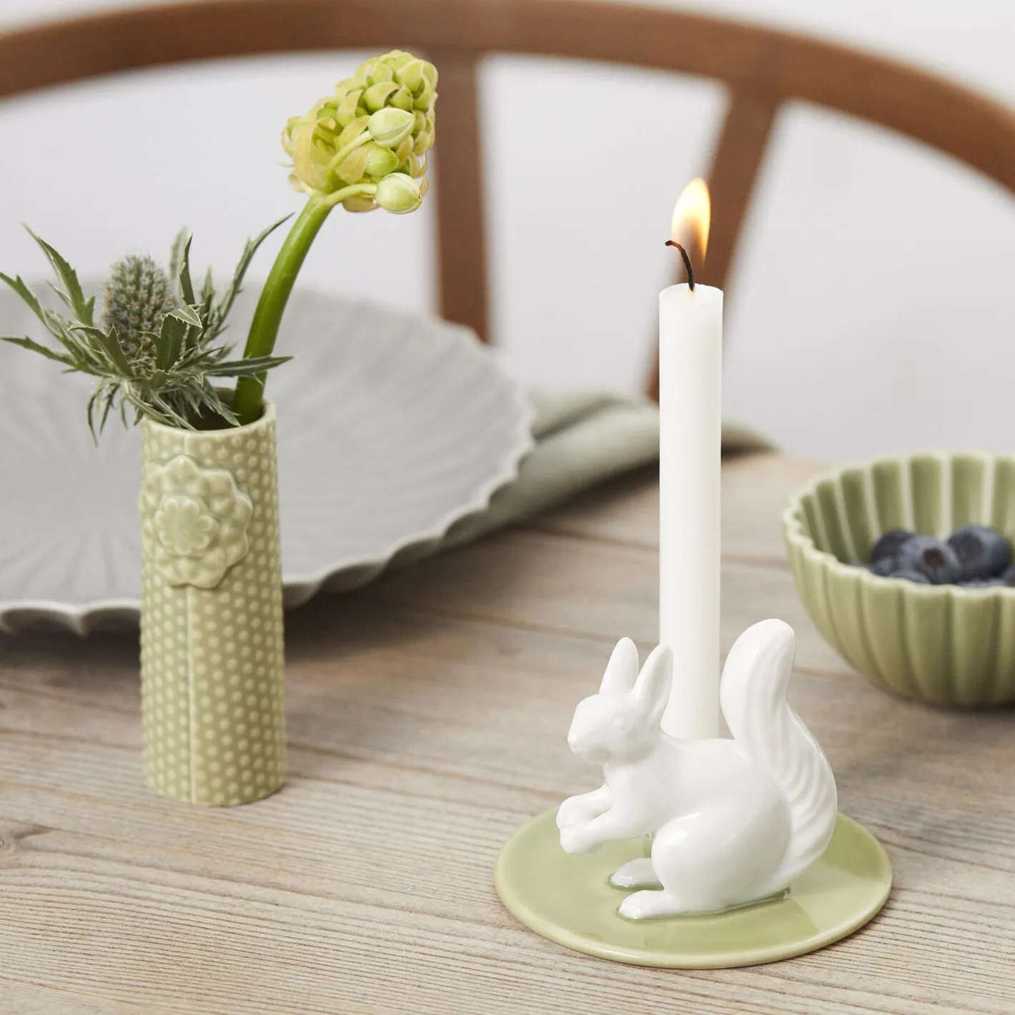 Dottir Nordic Design Sweet Stories lysestage egern, wasabi> Lysestager