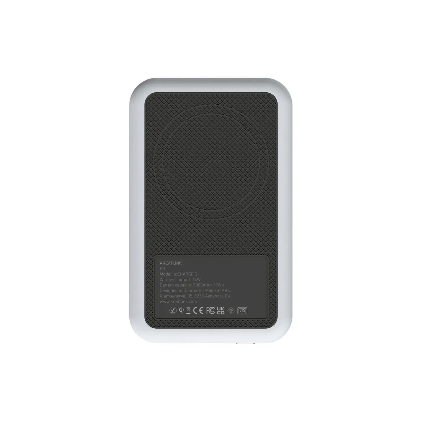 New Kreafunk toCHARGE Qi trådløs powerbank moon grey