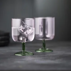 Lyngby Glas Torino vinglas 2 stk., pink/grøn> Glas