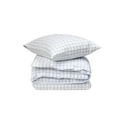 Best Lexington White/Blue Check Lyocell/Cotton Oxford Bed Set, white/blue