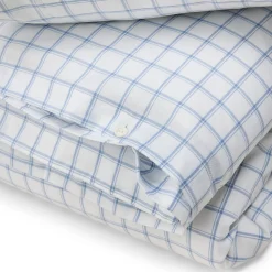 Best Lexington White/Blue Check Lyocell/Cotton Oxford Bed Set, white/blue