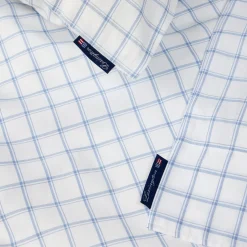Best Lexington White/Blue Check Lyocell/Cotton Oxford Bed Set, white/blue